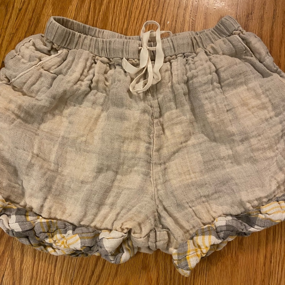 Aritzia Le Fou Yellow Gingham Linen Shorts